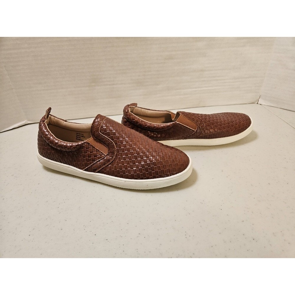 Monkey Feet Slip On Shoes Womens 40 (8.5-9) Brown Woven Leather Sneakers